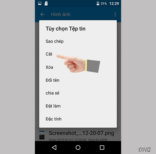 Chọn sao chép hoặc cắt